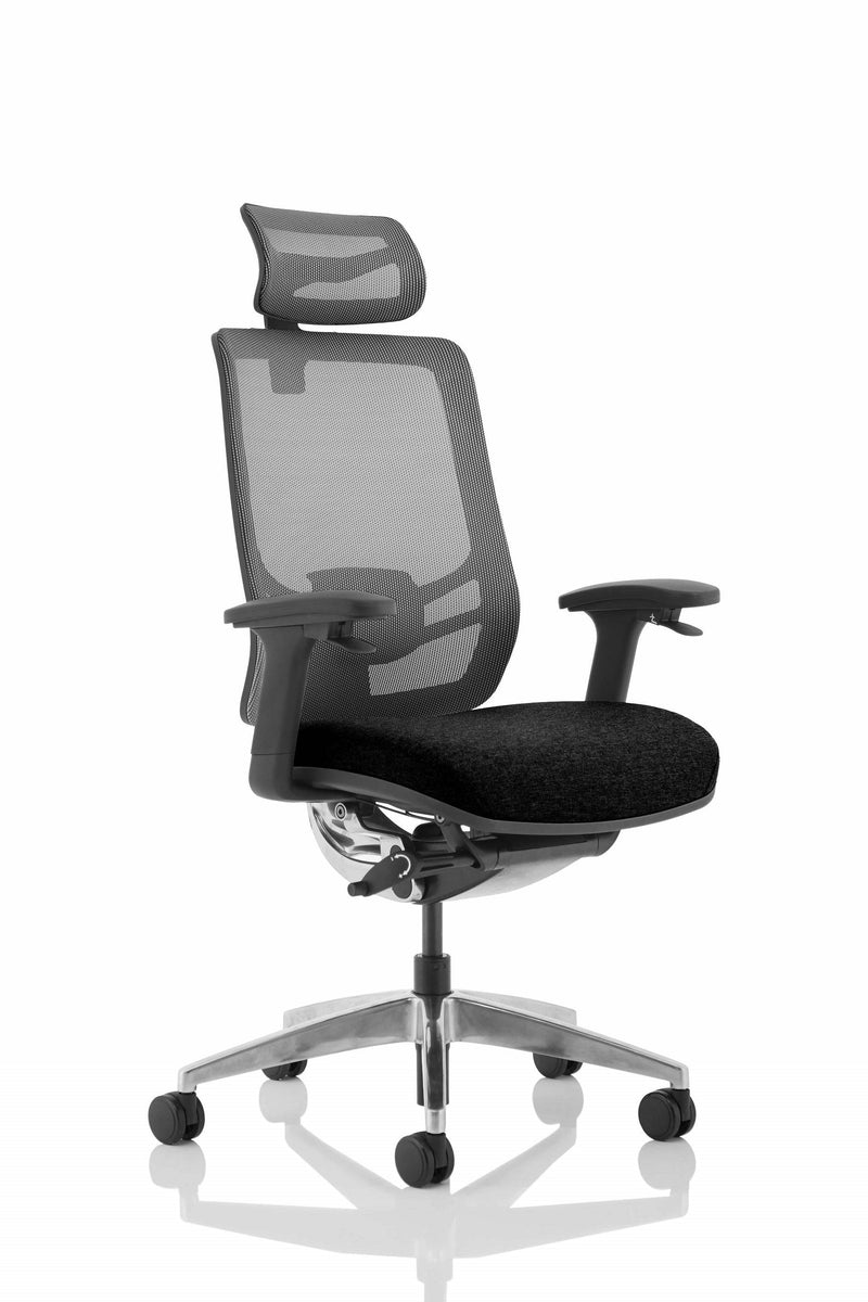 Ergo Click Black Fabric Seat With Black Mesh Back & Headrest - NWOF