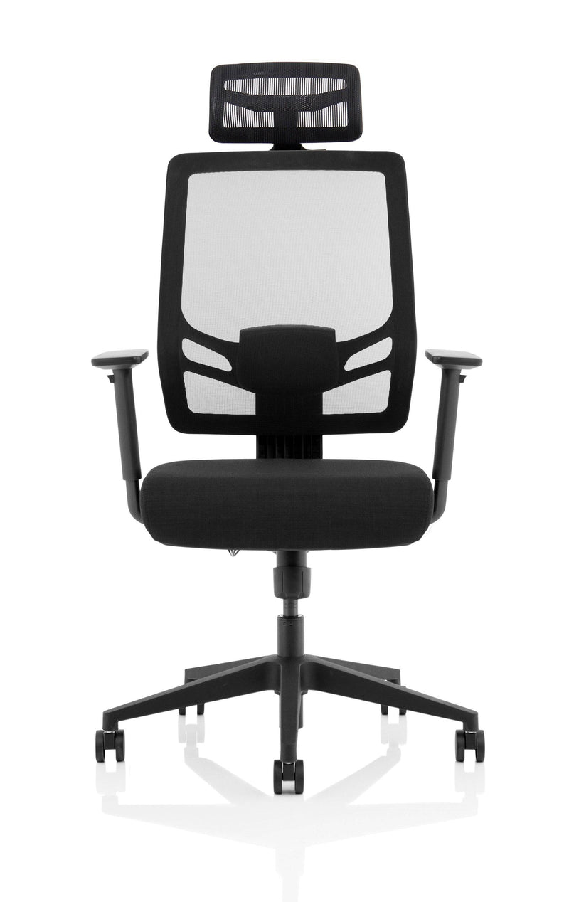 Ergo Twist Chair Black Fabric Seat With Mesh Back & Headrest - NWOF