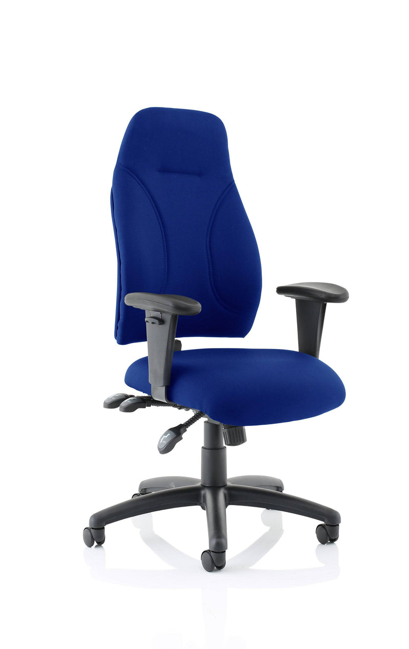 Esme Blue Fabric Posture Chair With Height Adjustable Arms - NWOF