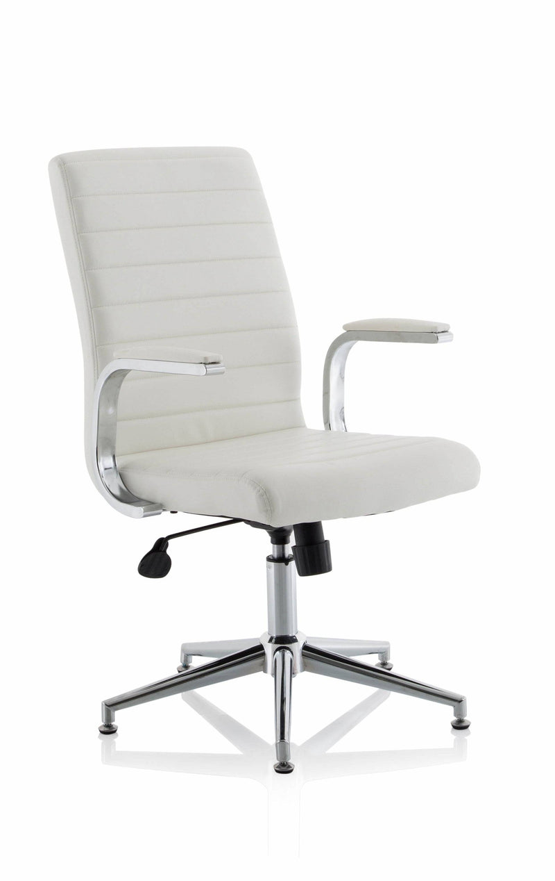 Ezra Executive White Leather Chair with Glides - NWOF