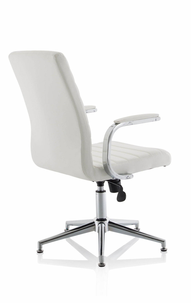 Ezra Executive White Leather Chair with Glides - NWOF