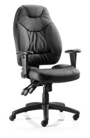 Galaxy Task Operator Chair Black Leather With Arms - NWOF