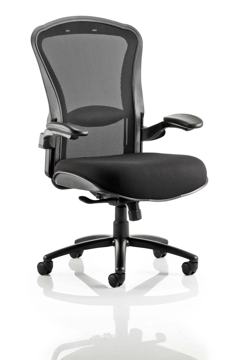 Houston Heavy Duty Task Operator Chair Mesh Back Black Fabric Seat With Arms - NWOF