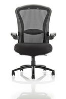 Houston Heavy Duty Task Operator Chair Mesh Back Black Fabric Seat With Arms - NWOF