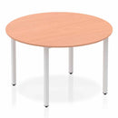 Impulse 1200mm Round Table Beech Top Silver Box Frame Leg - NWOF