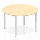 Impulse 1200mm Round Table Maple Top Silver Box Frame Leg - NWOF