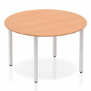 Impulse 1200mm Round Table Oak Top Silver Box Frame Leg - NWOF