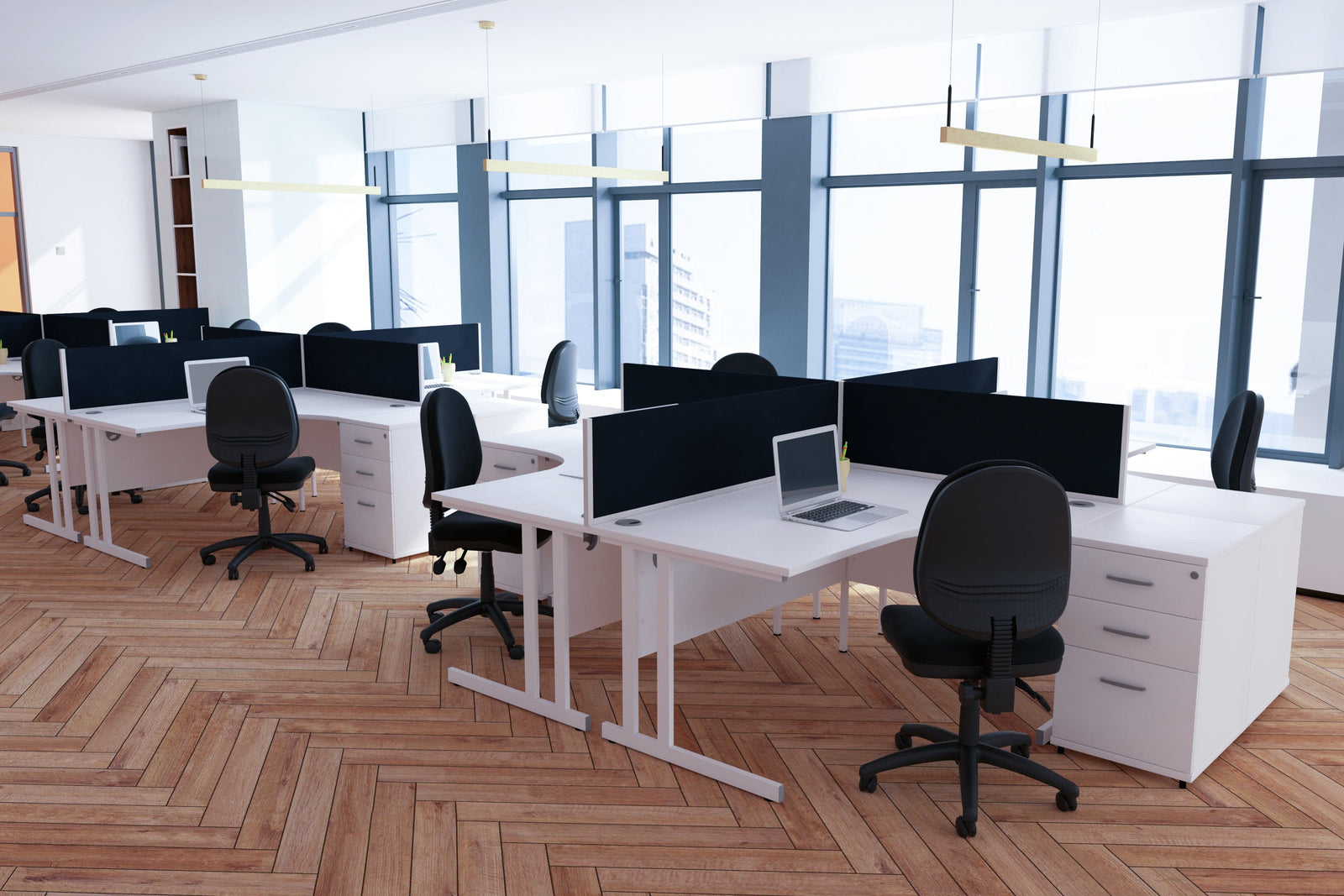 Deep Pc Desk Impulse 600mm Deep Desk High Pedestal White– Flogit2us.com