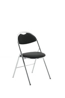 Milan Folding Black Vinyl Chrome Frame Chair - NWOF