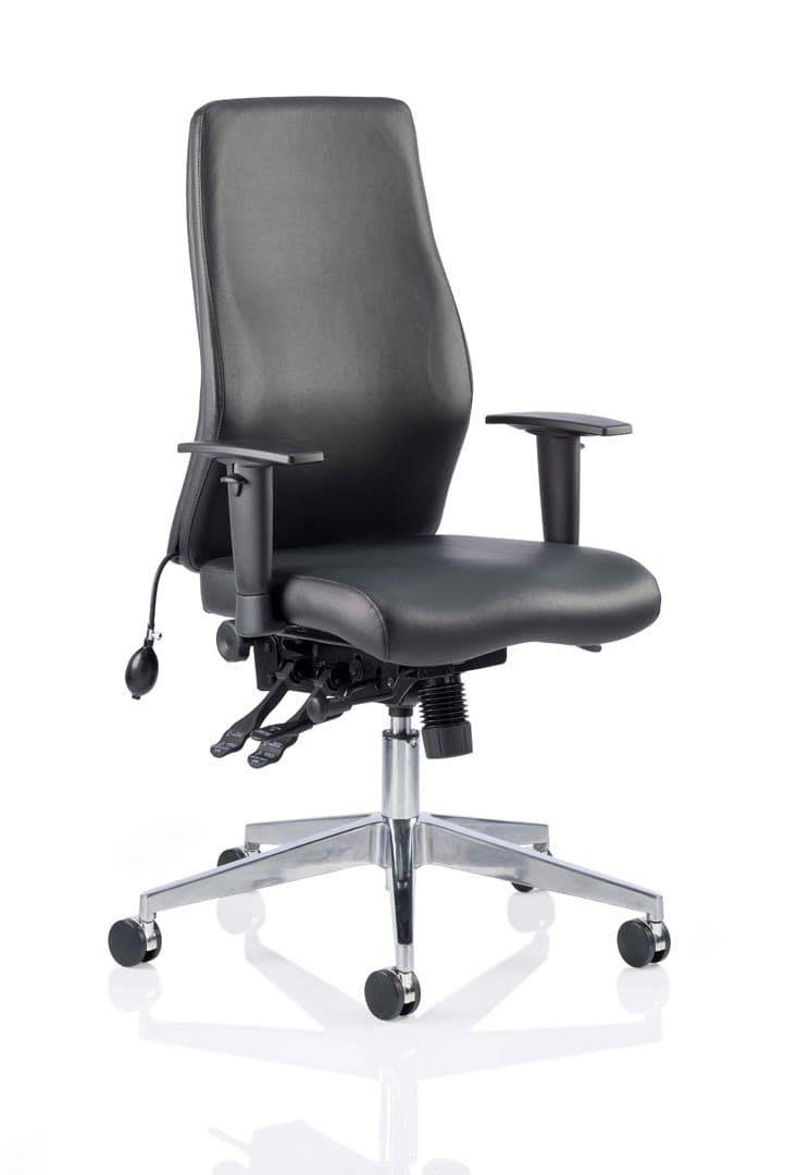 Onyx Ergo Posture Chair Black Bonded Leather With Arms - NWOF