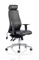 Onyx Ergo Posture Chair Black Bonded Leather With Headrest & Arms - NWOF