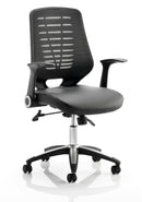 Relay Task Operator Chair Leather Seat Black Back With Arms - NWOF