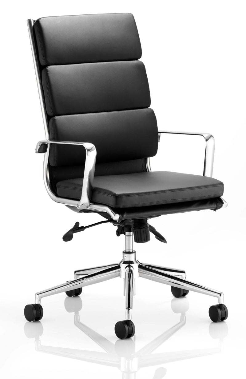 Savoy Executive Black Bonded Leather High Back Chair With Arms - NWOF