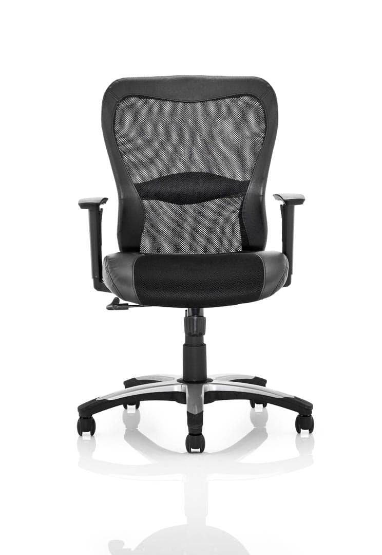 Victor II Executive Chair Black Leather Black Mesh With Arms - NWOF