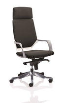 Xenon Executive White Shell High Back Black Fabric With Headrest - NWOF