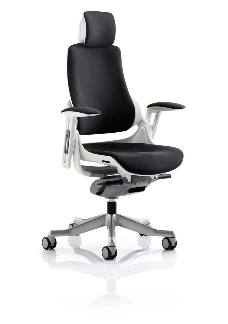 Zure Executive Chair Black Fabric With Arms & Headrest - NWOF