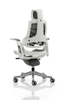 Zure Executive Chair Elastomer Gel Grey With Arms & Headrest - NWOF
