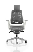 Zure Executive Chair Elastomer Gel Grey With Arms & Headrest - NWOF
