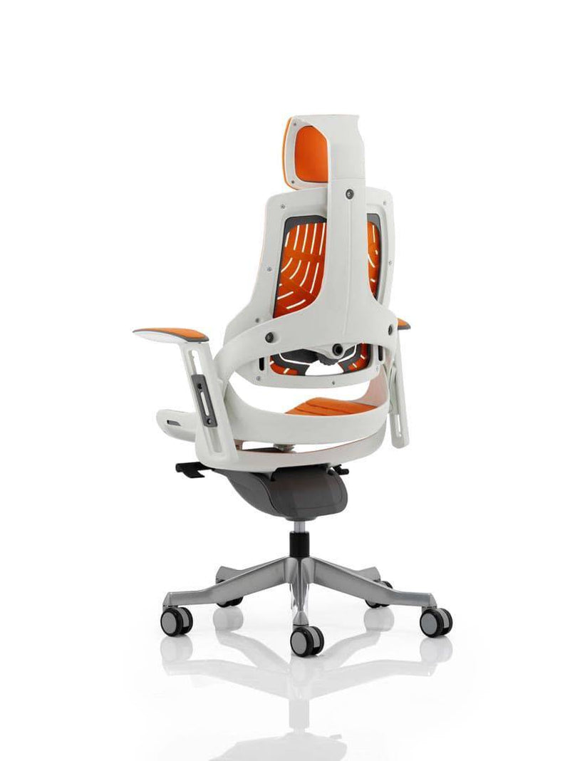 Zure Executive Chair Elastomer Gel Orange With Arms & Headrest - NWOF