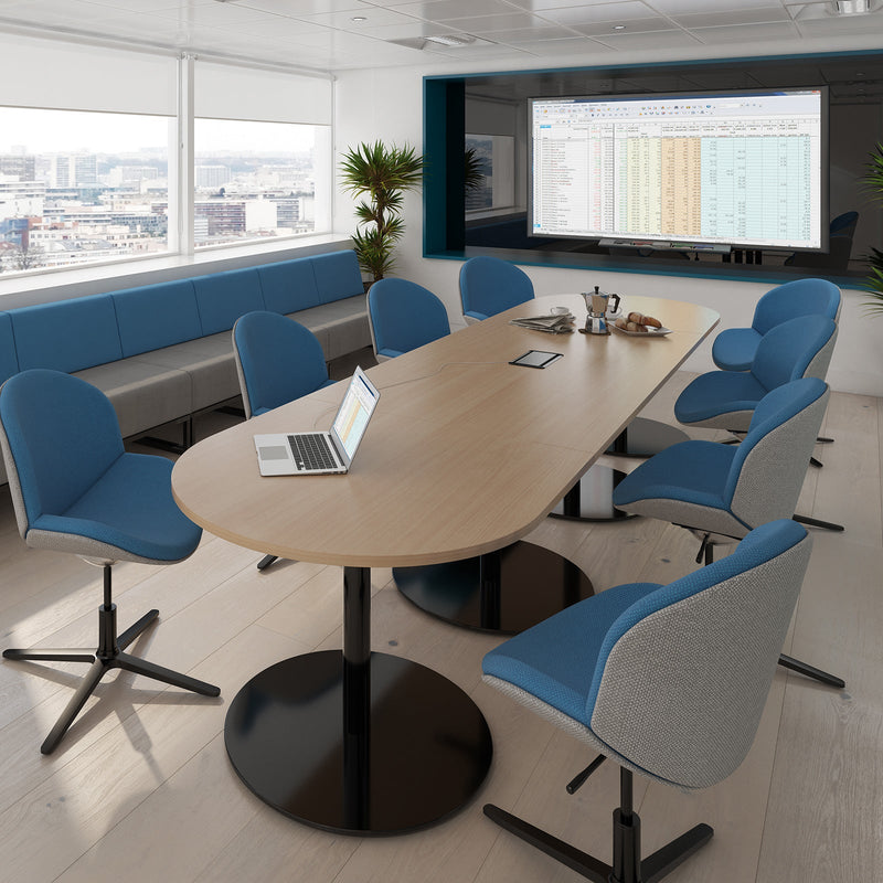 Eternal Radial End Boardroom Table With Central Cut-Out 2400mm x 1000mm - Walnut - NWOF