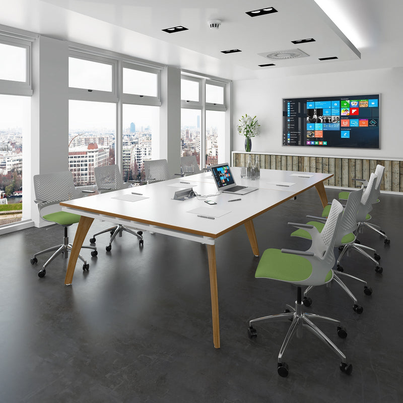 Fuze Rectangular Boardroom Table With 2 Cut-Outs - White - NWOF