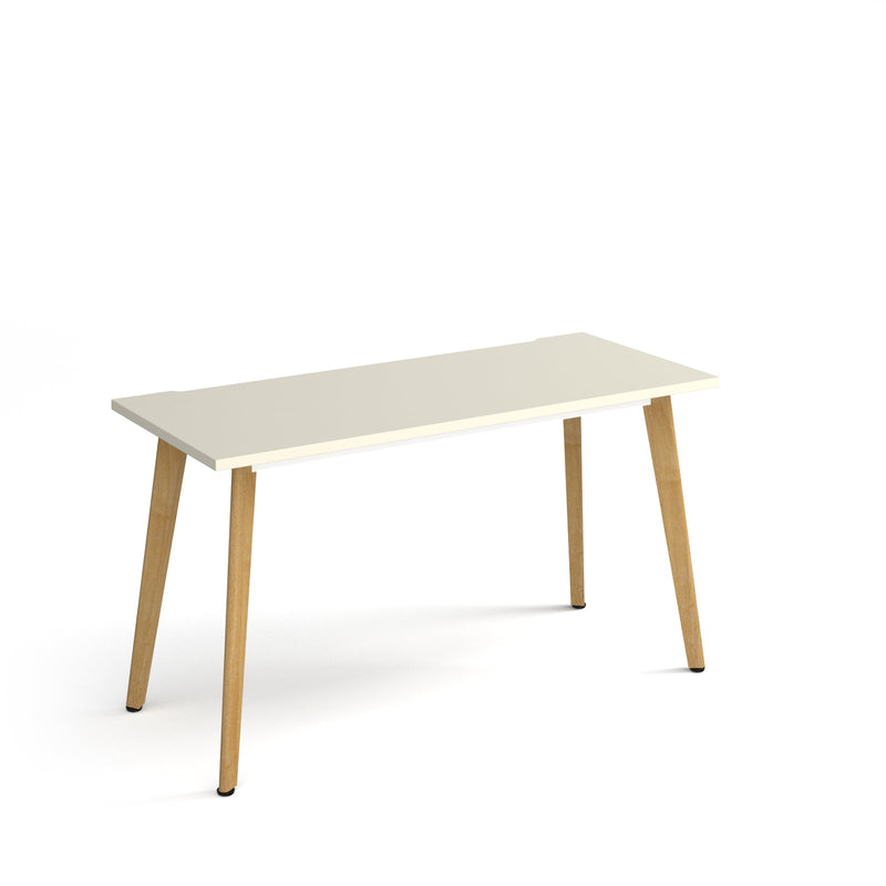 Giza Straight Desk With Wooden Legs - White - NWOF