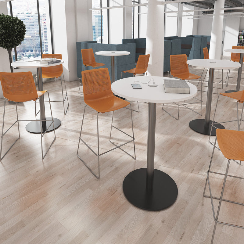 Monza Circular Poseur Table With Flat Round Base 800mm - Beech - NWOF