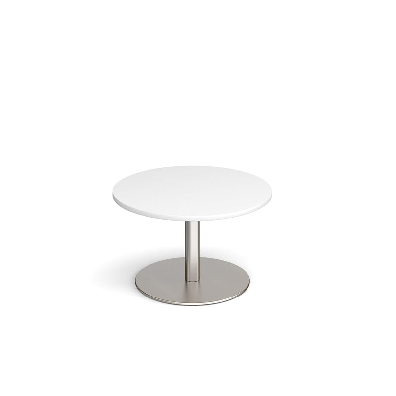 Monza Circular Coffee Table With Flat Round Base 800mm - White - NWOF