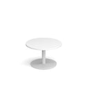 Monza Circular Coffee Table With Flat Round Base 800mm - White - NWOF