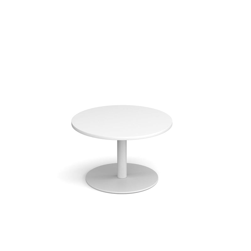 Monza Circular Coffee Table With Flat Round Base 800mm - White - NWOF