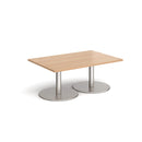 Monza Rectangular Coffee Table With Flat Round Base - Beech - NWOF