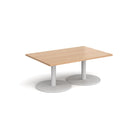 Monza Rectangular Coffee Table With Flat Round Base - Beech - NWOF