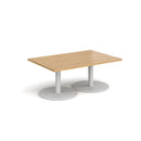Monza Rectangular Coffee Table With Flat Round Base - Oak - NWOF