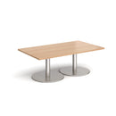Monza Rectangular Coffee Table With Flat Round Base - Beech - NWOF
