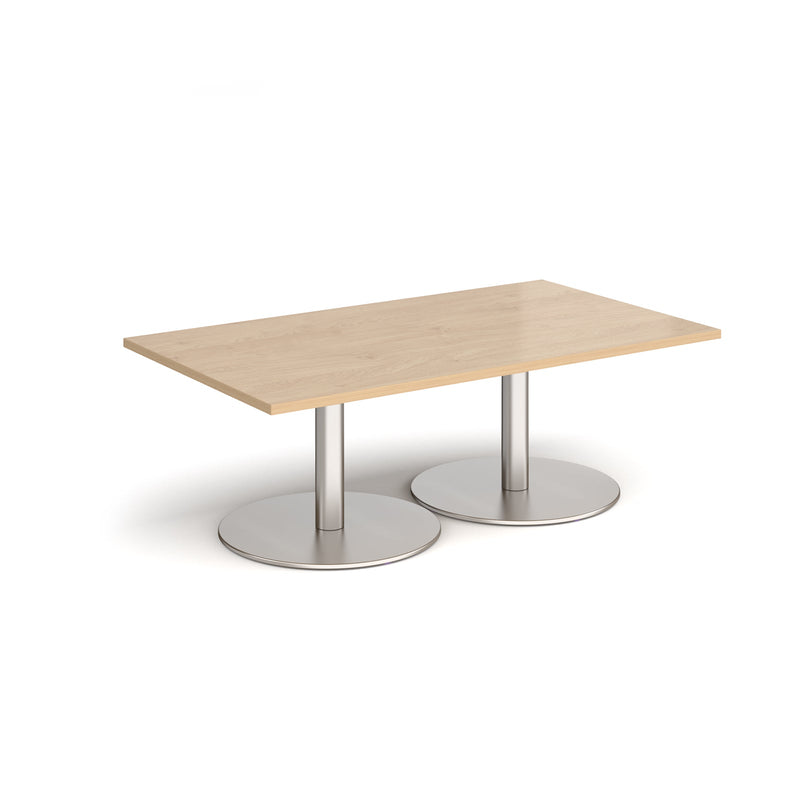 Monza Rectangular Coffee Table With Flat Round Base - Kendal Oak - NWOF