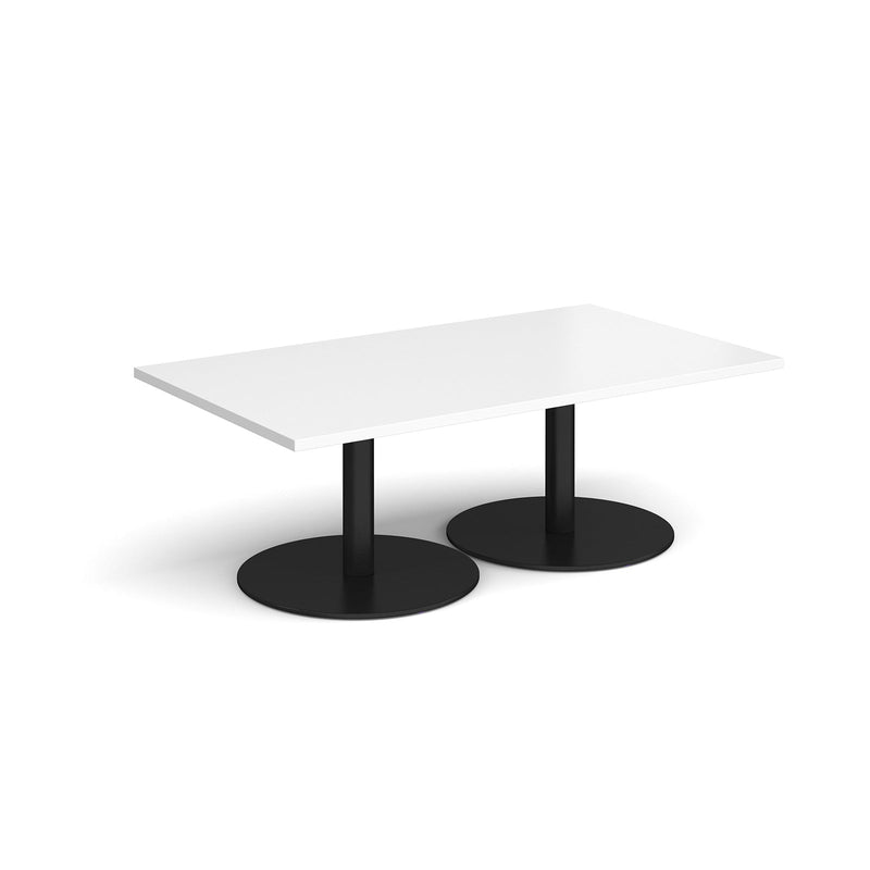 Monza Rectangular Coffee Table With Flat Round Base - White - NWOF