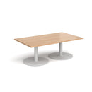 Monza Rectangular Coffee Table With Flat Round Base - Beech - NWOF