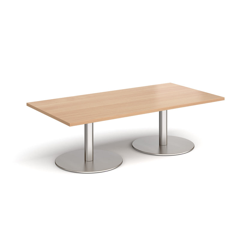 Monza Rectangular Coffee Table With Flat Round Base - Beech - NWOF