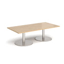 Monza Rectangular Coffee Table With Flat Round Base - Kendal Oak - NWOF