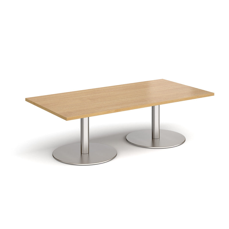 Monza Rectangular Coffee Table With Flat Round Base - Oak - NWOF
