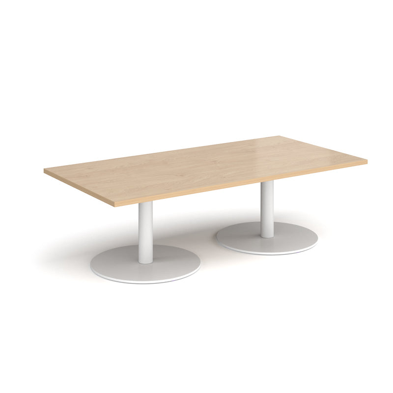 Monza Rectangular Coffee Table With Flat Round Base - Kendal Oak - NWOF