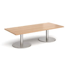 Monza Rectangular Coffee Table With Flat Round Base - Beech - NWOF