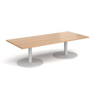 Monza Rectangular Coffee Table With Flat Round Base - Beech - NWOF