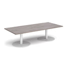 Monza Rectangular Coffee Table With Flat Round Base - Grey Oak - NWOF