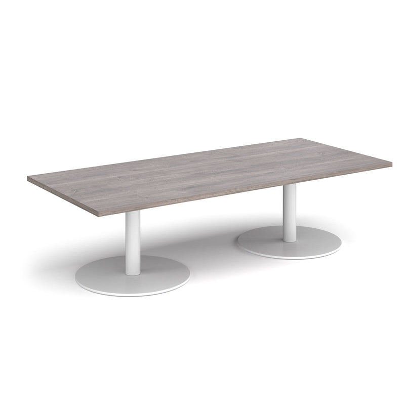 Monza Rectangular Coffee Table With Flat Round Base - Grey Oak - NWOF
