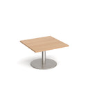 Monza Square Coffee Table With Flat Round Base 800mm - Beech - NWOF