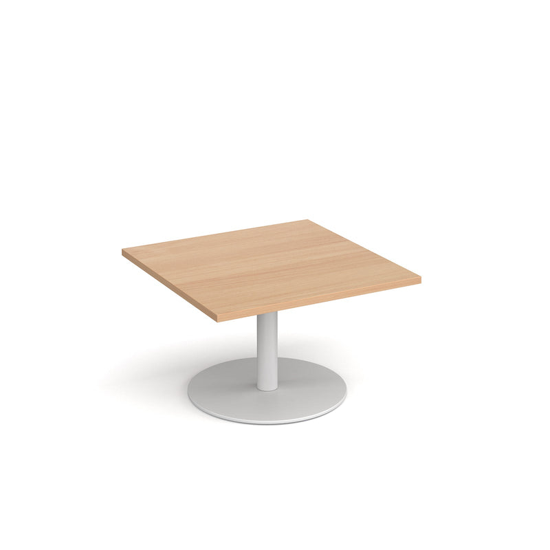 Monza Square Coffee Table With Flat Round Base 800mm - Beech - NWOF