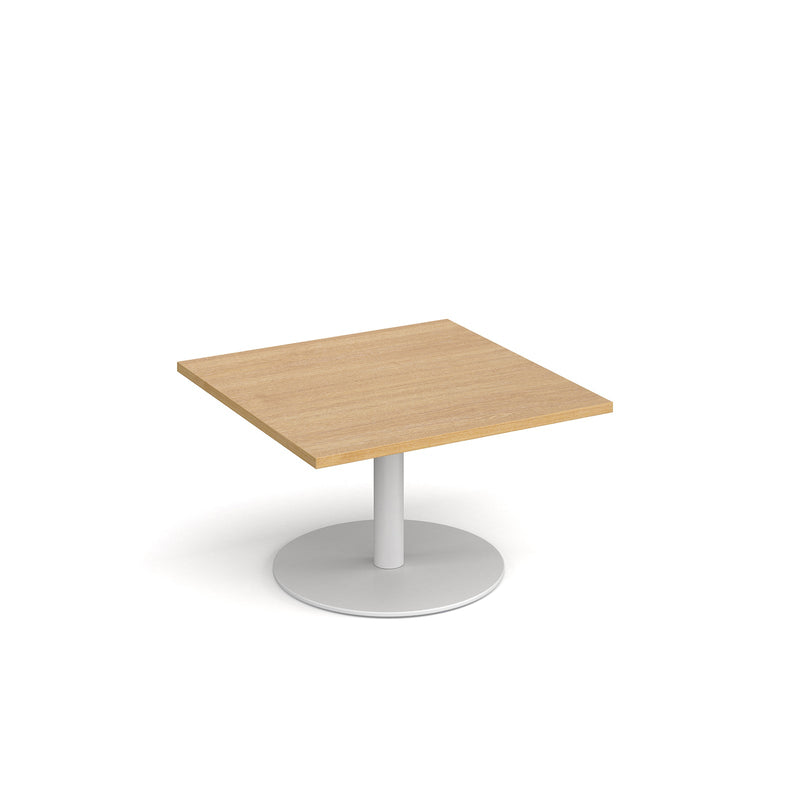Monza Square Coffee Table With Flat Round Base 800mm - Oak - NWOF
