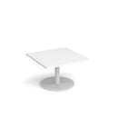 Monza Square Coffee Table With Flat Round Base 800mm - White - NWOF