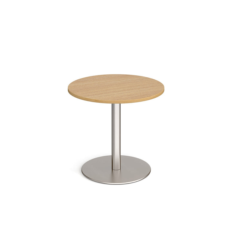Monza Circular Dining Table With Flat Round Base 800mm - Oak - NWOF
